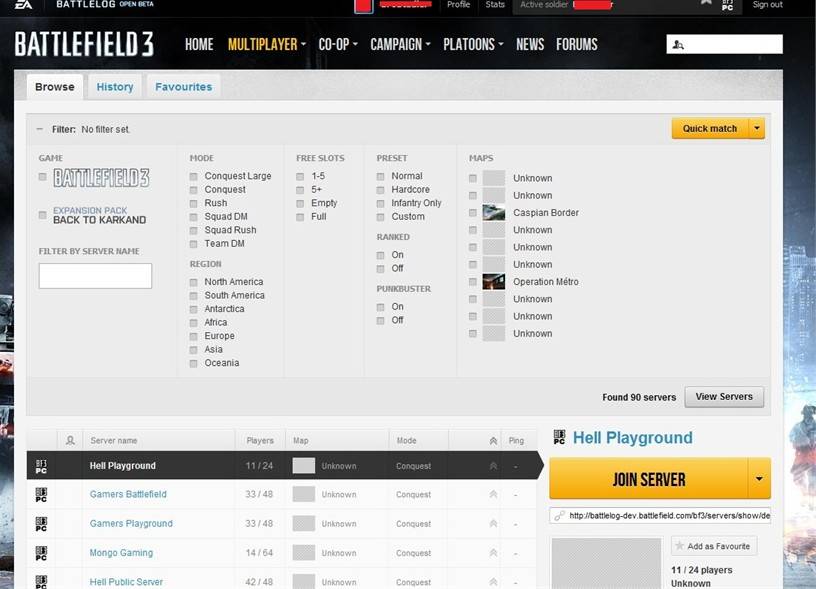 Battlelog battlefield 3. Батллог 3. Battlefield battlelog. Battlelog. Фильтр серверов в Squad.