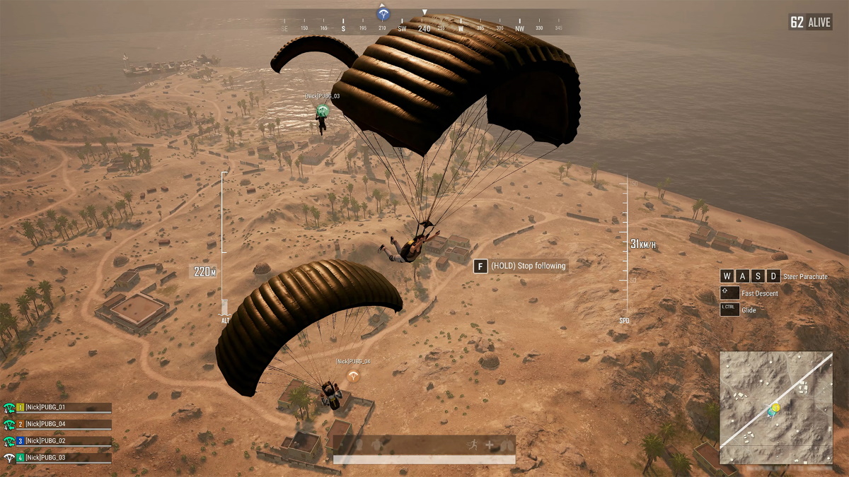 how do you glide in pubg for pc