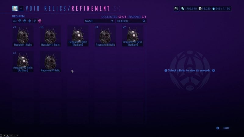 list of requiem mods warframe