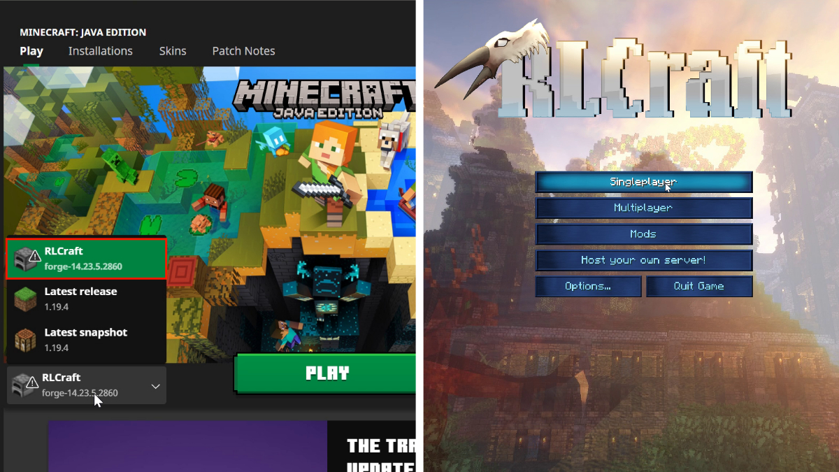 how to install rlcraft in minecraft