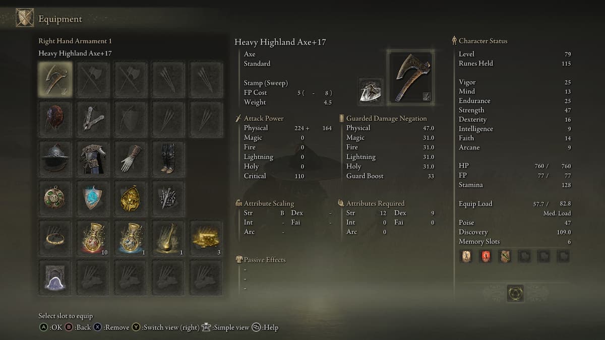 Heavy Highland Axe weapon stats in Elden Ring