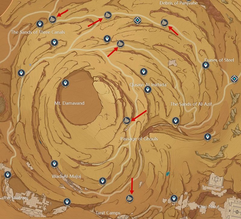 Alle Mysteri Sen Steinschiefer Standorte In Genshin Impact Und Wof R   Genshin Impact Stone Slates Map 