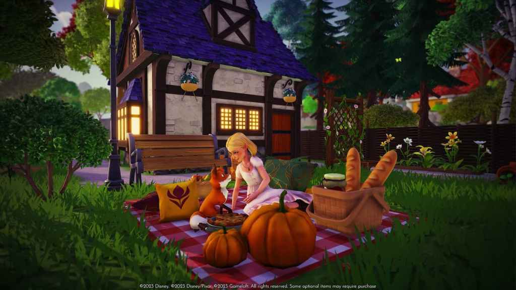 Disney Dreamlight Valley Purple cottage working back door