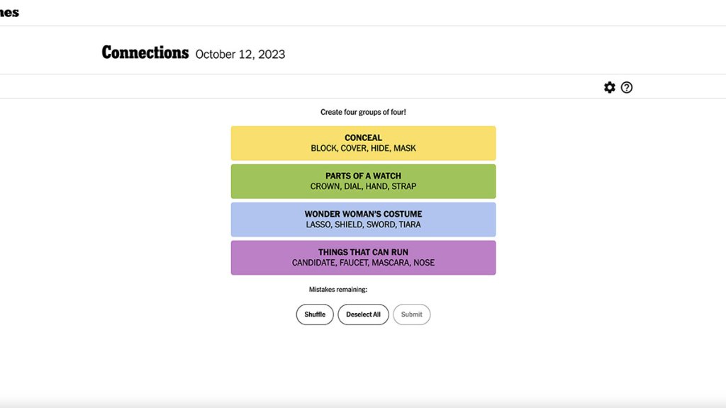 Connections' Hints and Answers for NYT's Tricky Word Game on