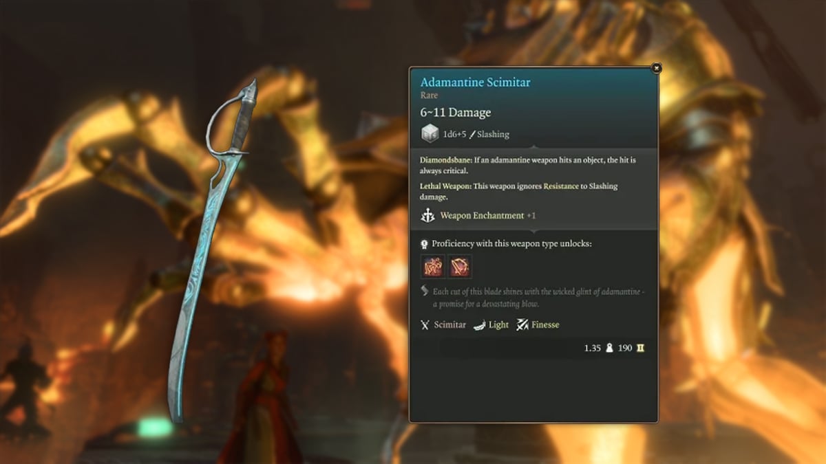 Baldurs Gate 3 Best Adamantine Forge Items Ranked Tier List Gamepur   Adamantine Scimitar 