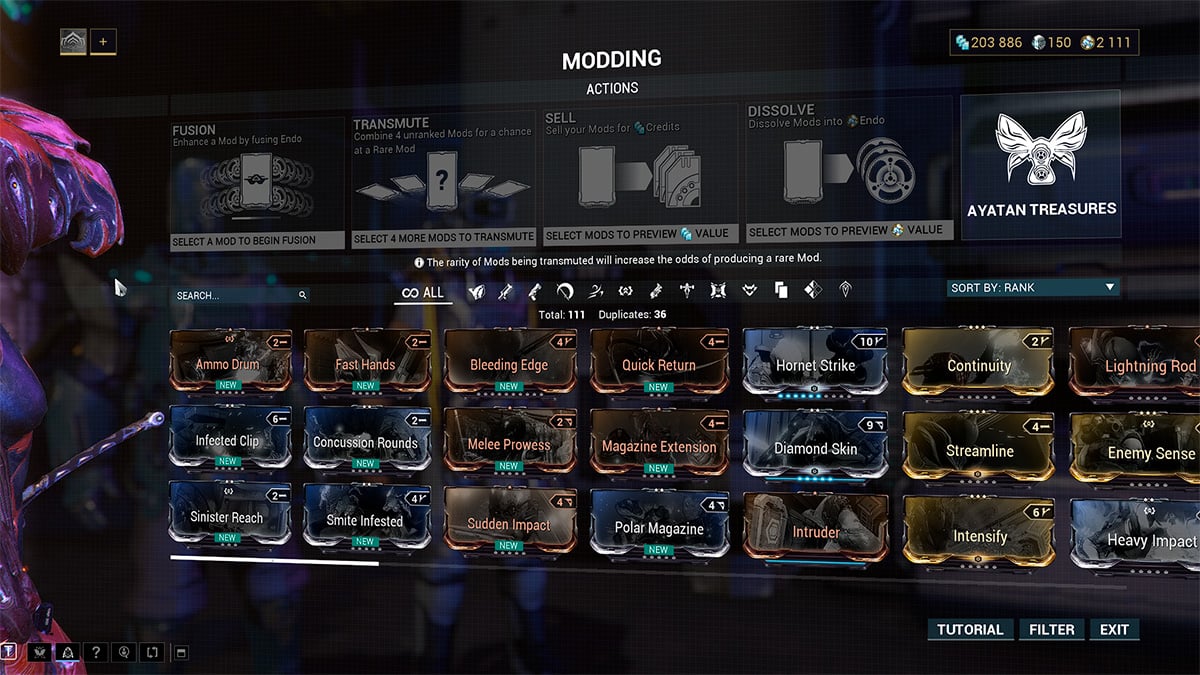 Where to store buy mods warframe