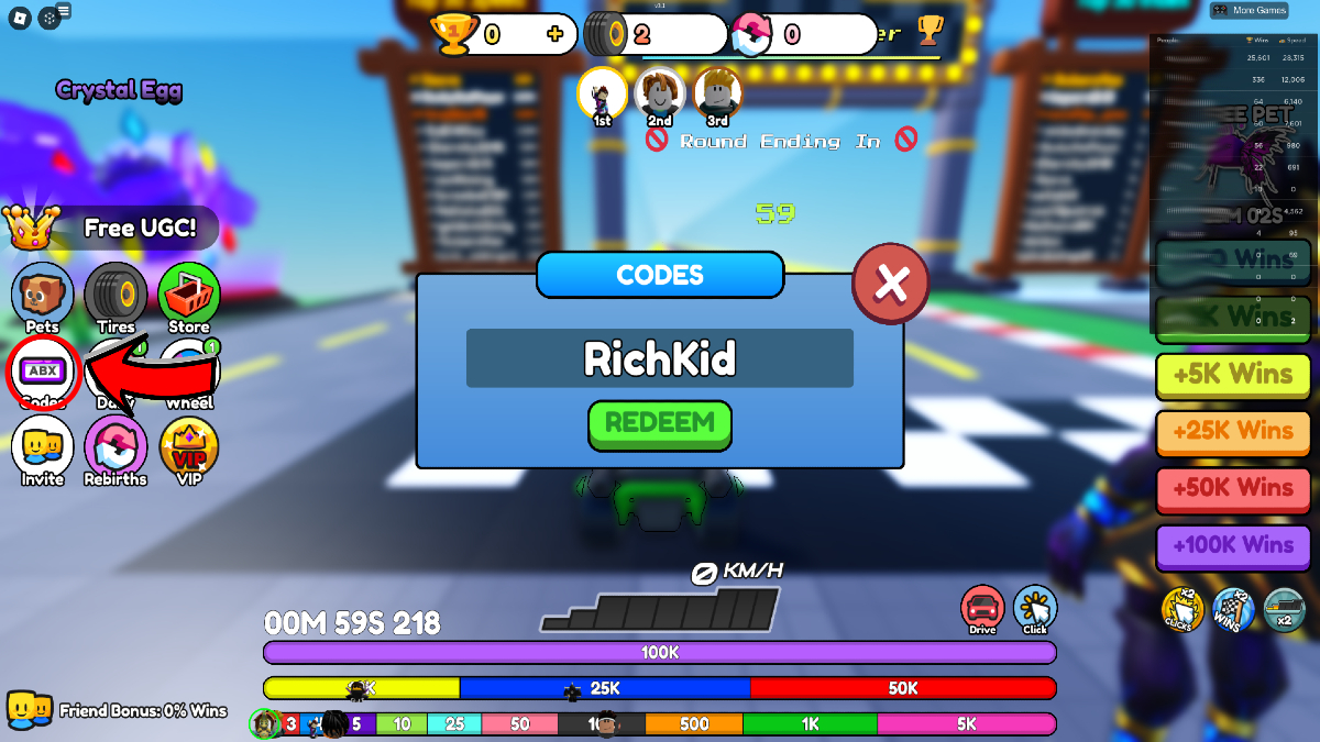 race clicker game codes