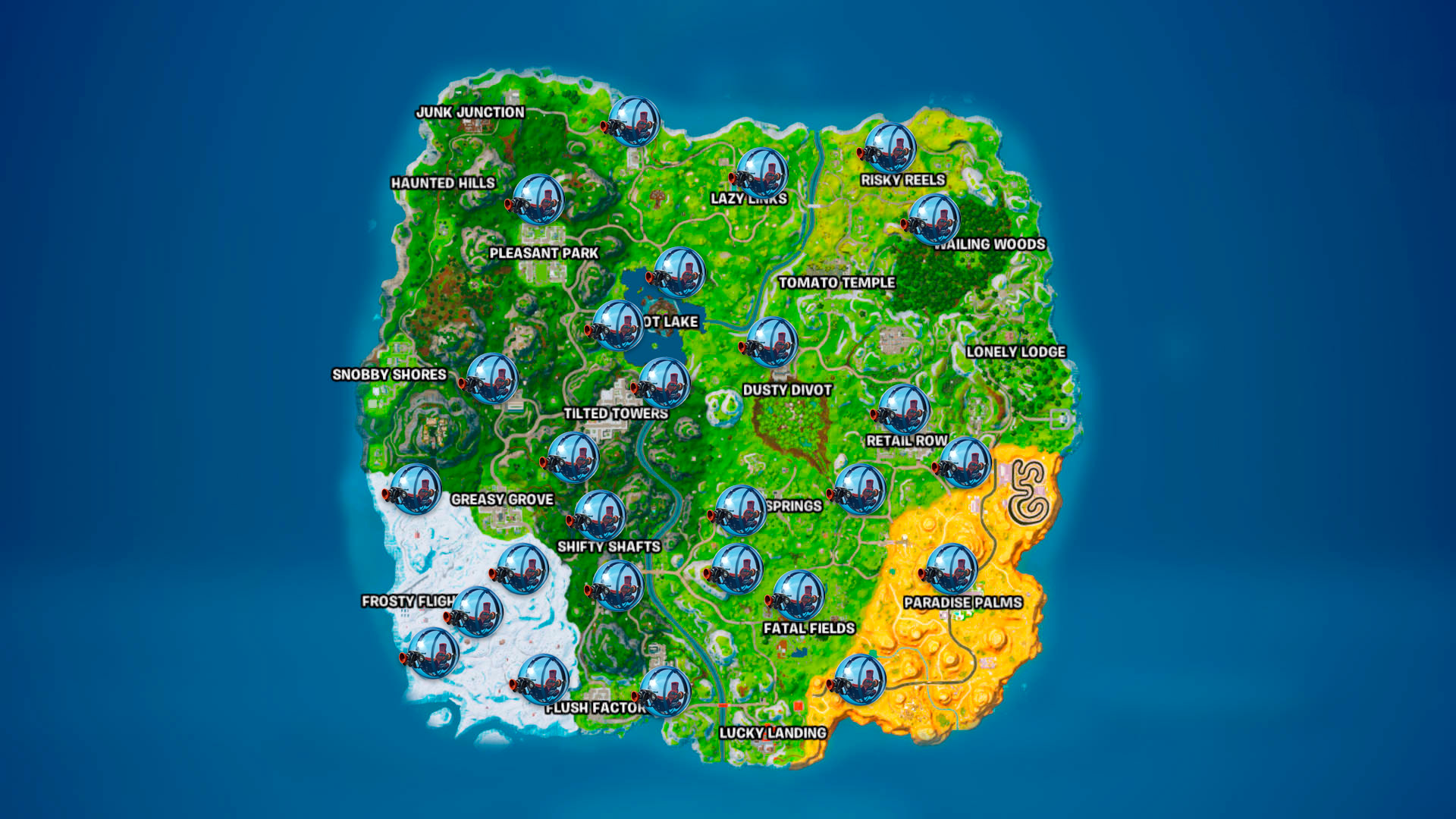 All shooting locations in the Fortnite OG season - 24ssports