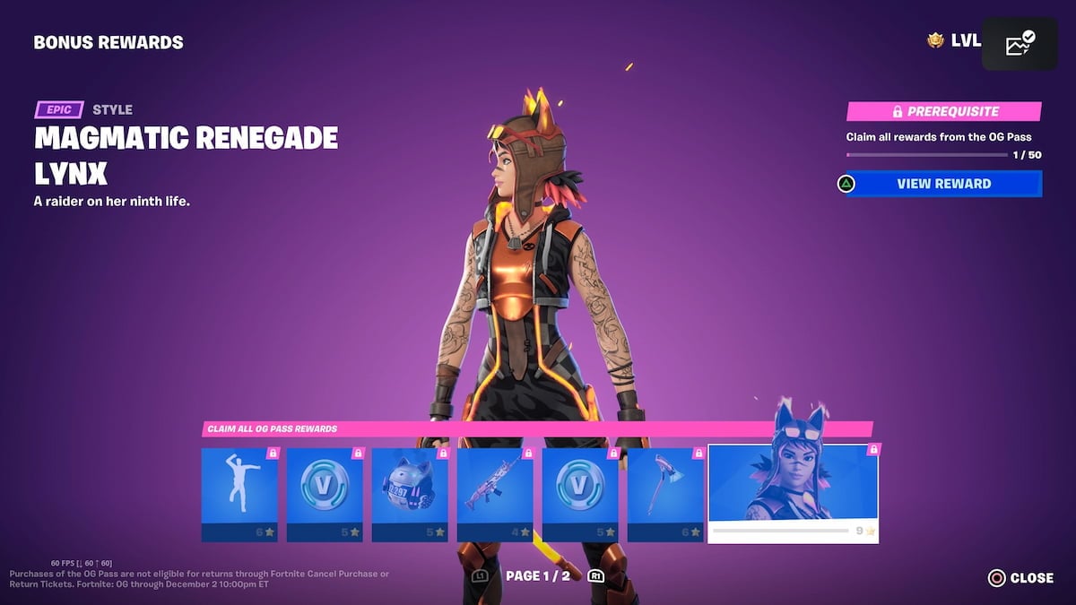 Fortnite OG Season Battle Pass: All Pages, Skins, & Cosmetics - Gamepur