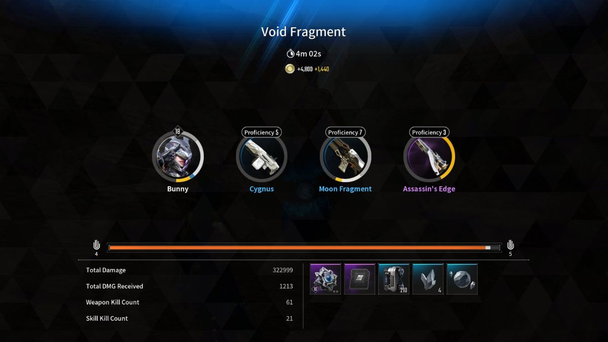 Rewards for destroying Void Fragments in The First Descendant.