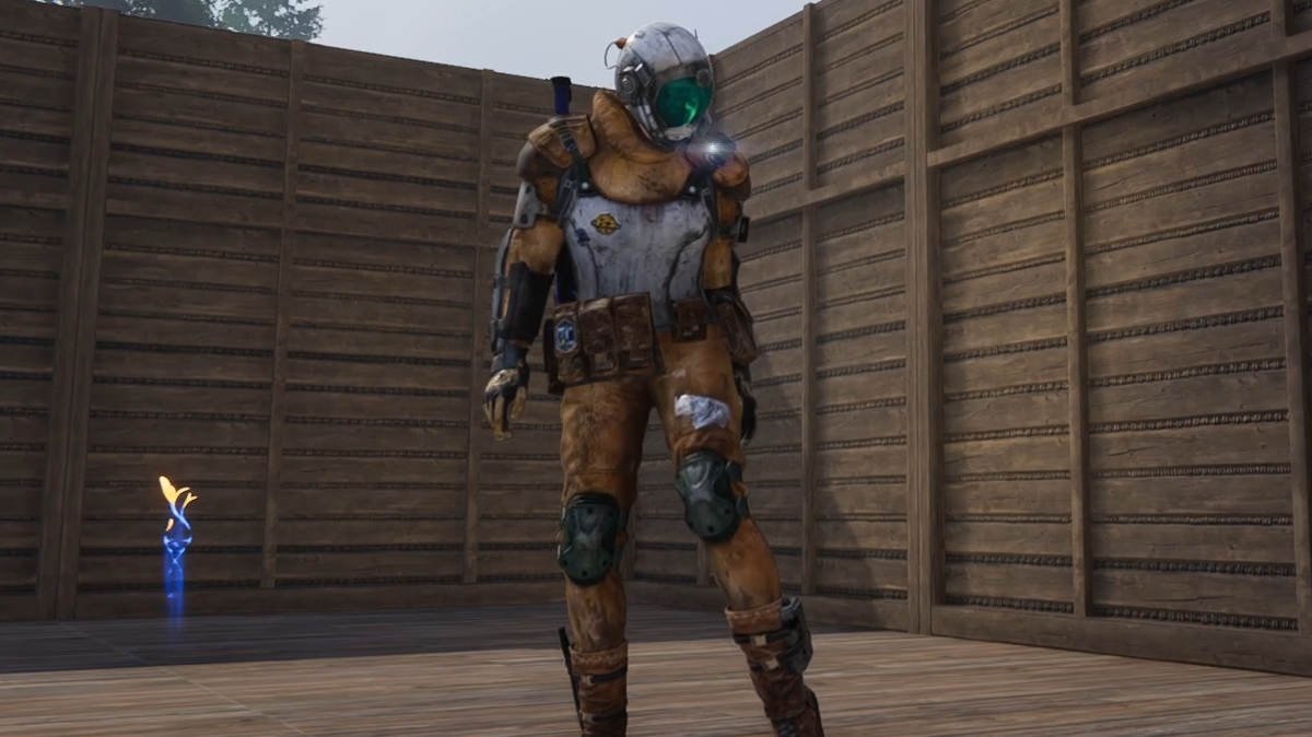 A character with armor on in Once Human