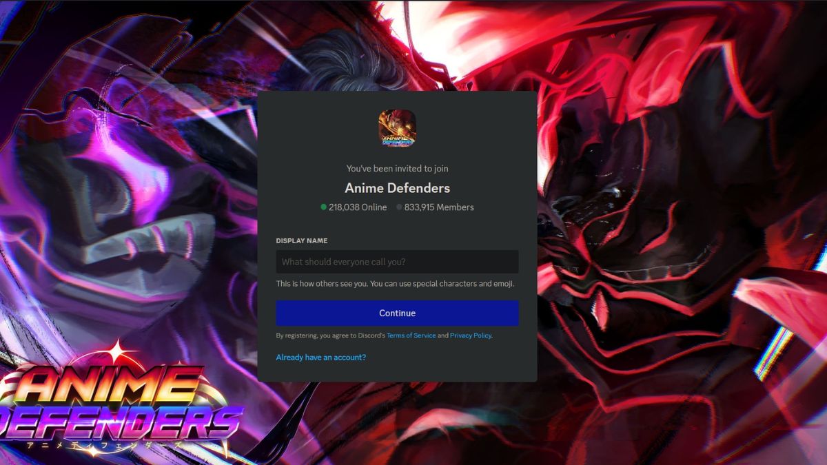 discord server link - Anime Defenders 