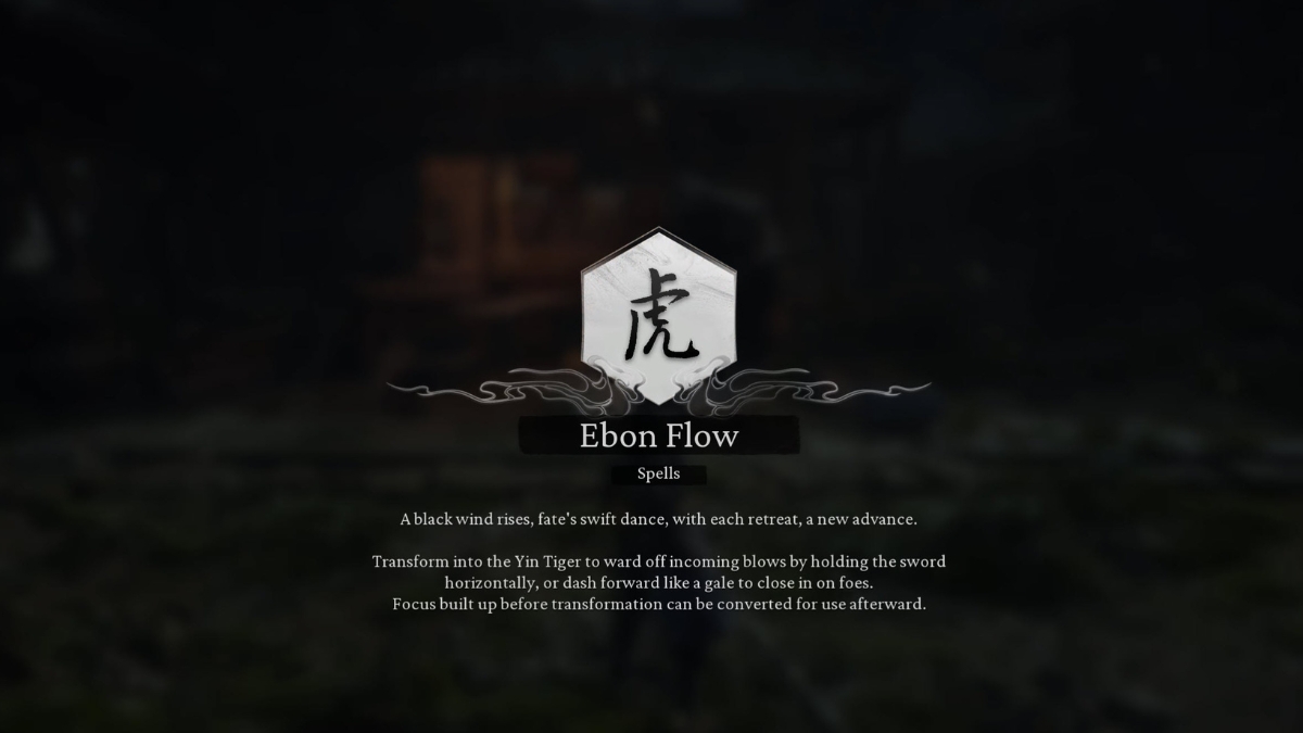 Ebon Flow Transformation spell from defeating the Yin Tiger in Black Myth Wukong