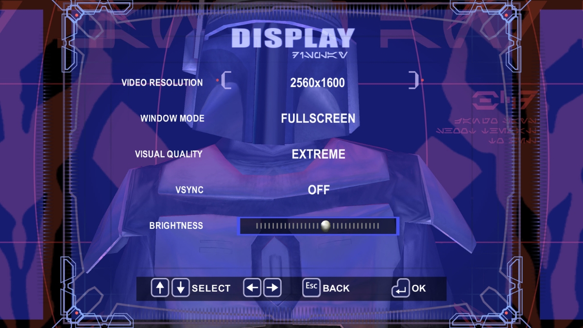 Display settings for Star Wars Bounty Hunter PC Port