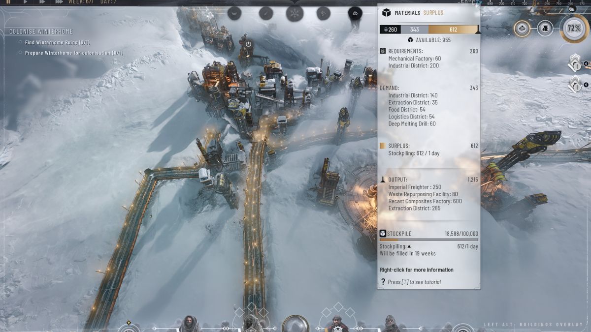 Materials surplus production - Frostpunk 2 