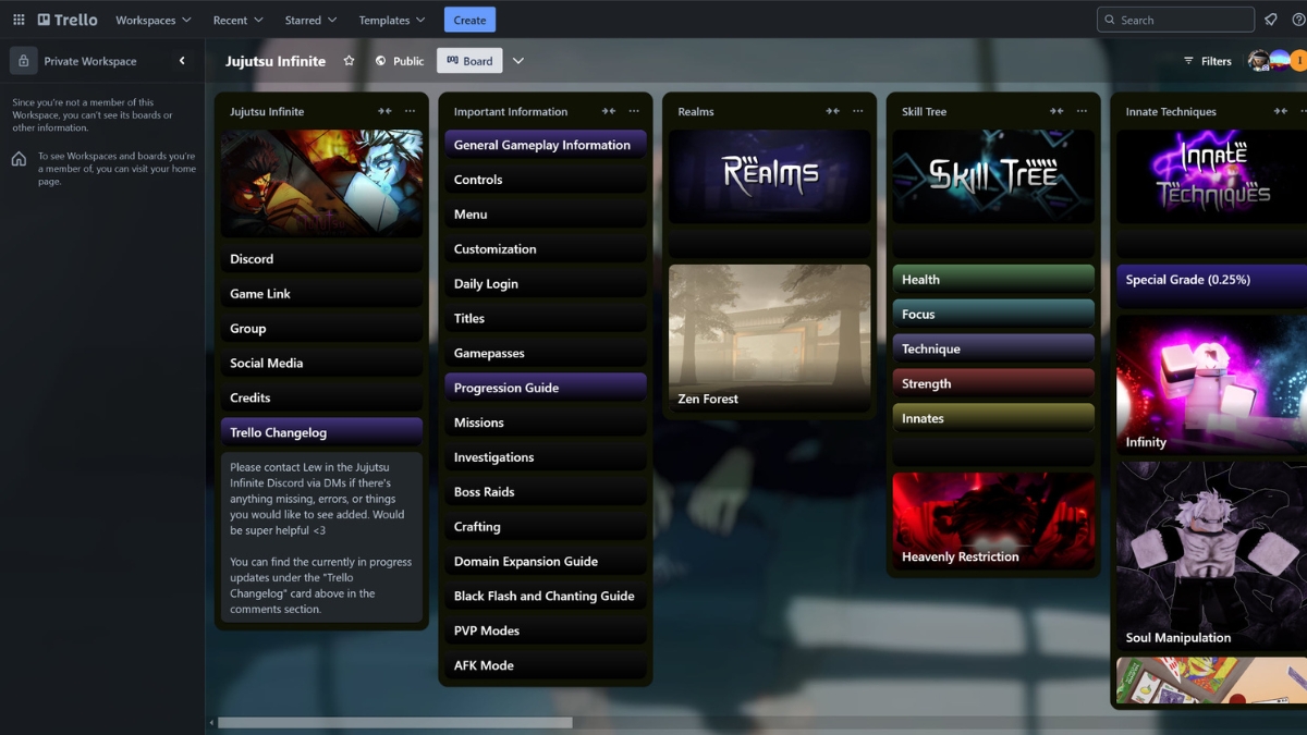 Jujutsu Infinite Trello Board