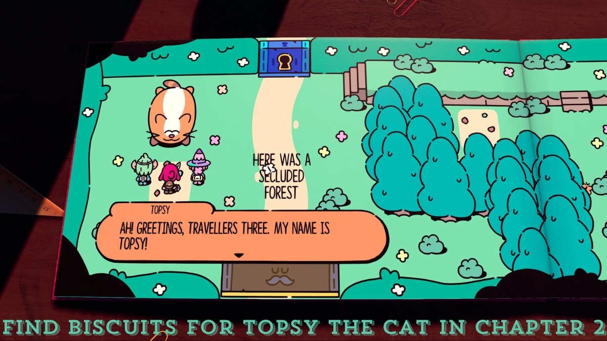 How to find biscuits for Topsy the Cat in Chapter 2