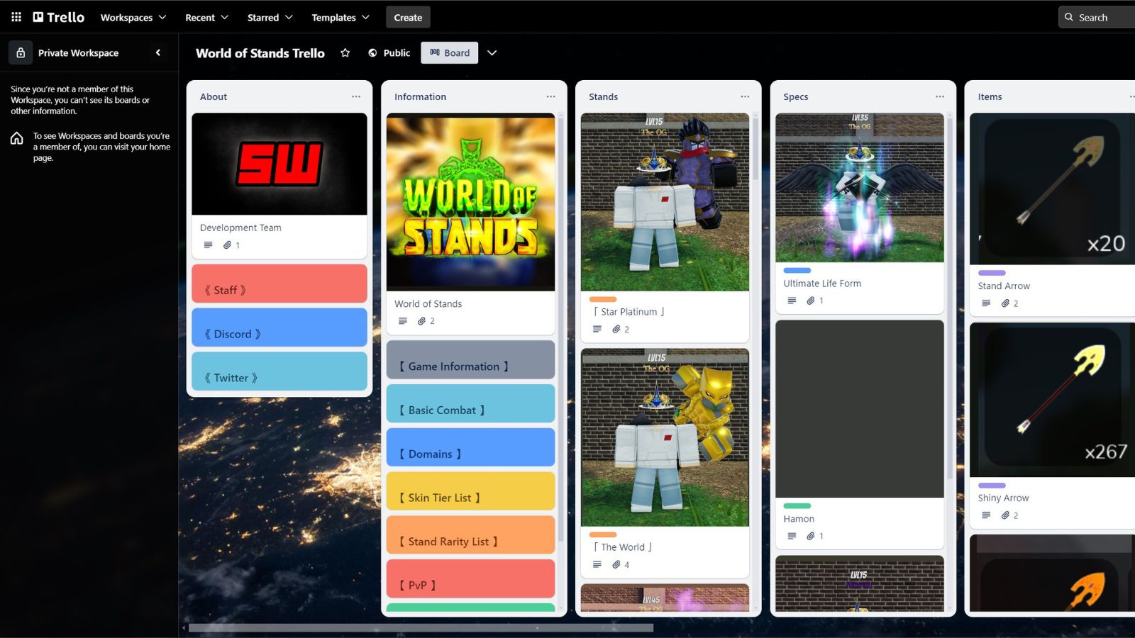 Worlds Of Stands Trello y servidor Discord