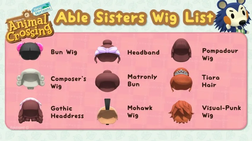 Able Sisters Wig List