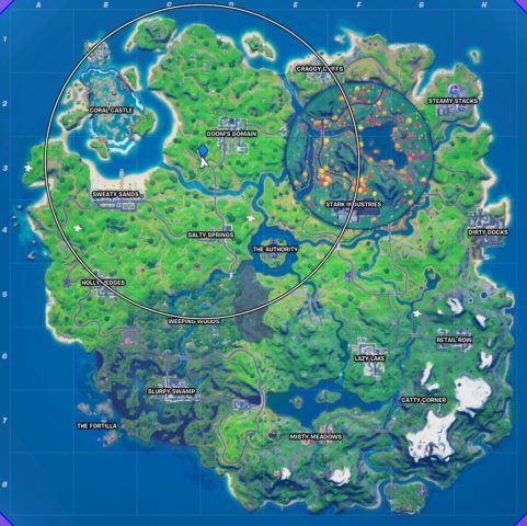 Eye of the storm location