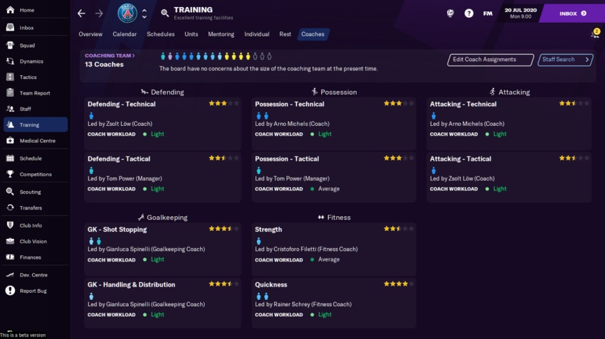 How to assign training to your staff in Football Manager 2021