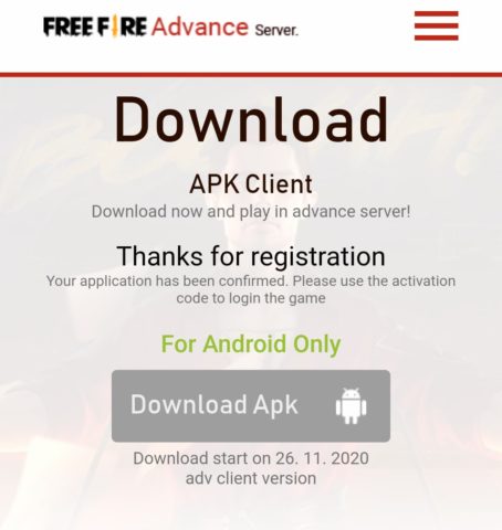 free fire advance server activation code