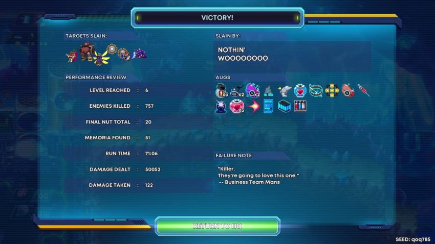 30XX Victory screen